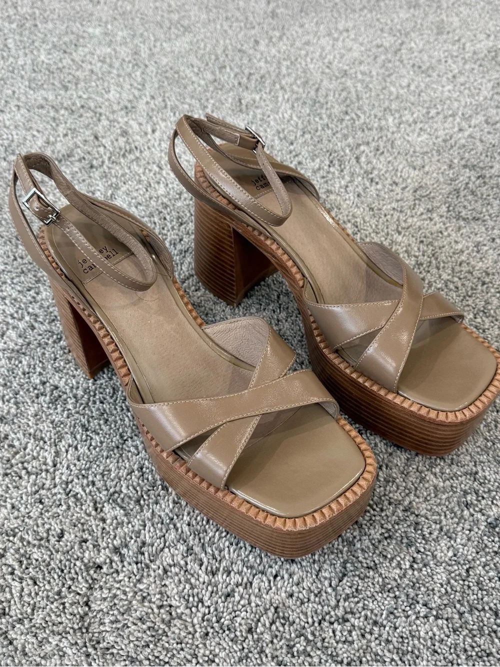 Jeffrey Campbell Naomi Platform Leather Sandals Square Ankle Strap Women’s US 10